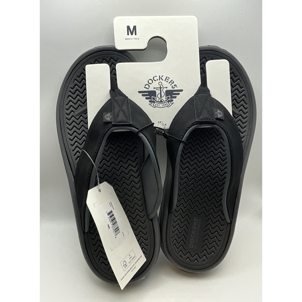 Dockers Mens Sandals Flip-Flops‎ Gray New - Black - size 7/8